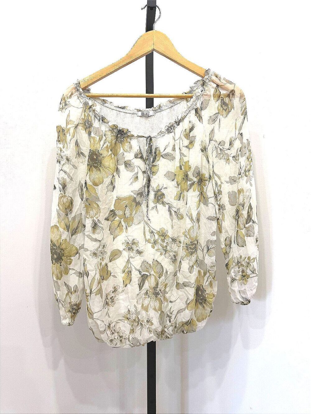 Rosemarine Floral Print Long Sleeve Blouse Size S Made in Italy